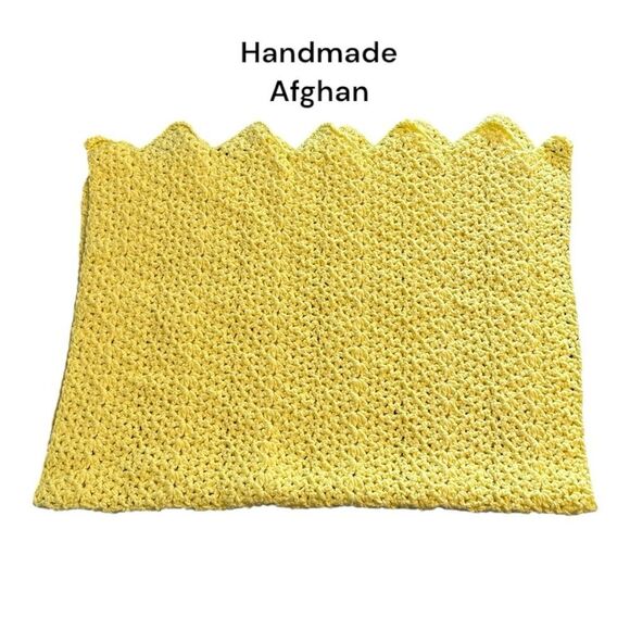 Handmade Yellow Afghan Blanket throw - Picture 1 of 10